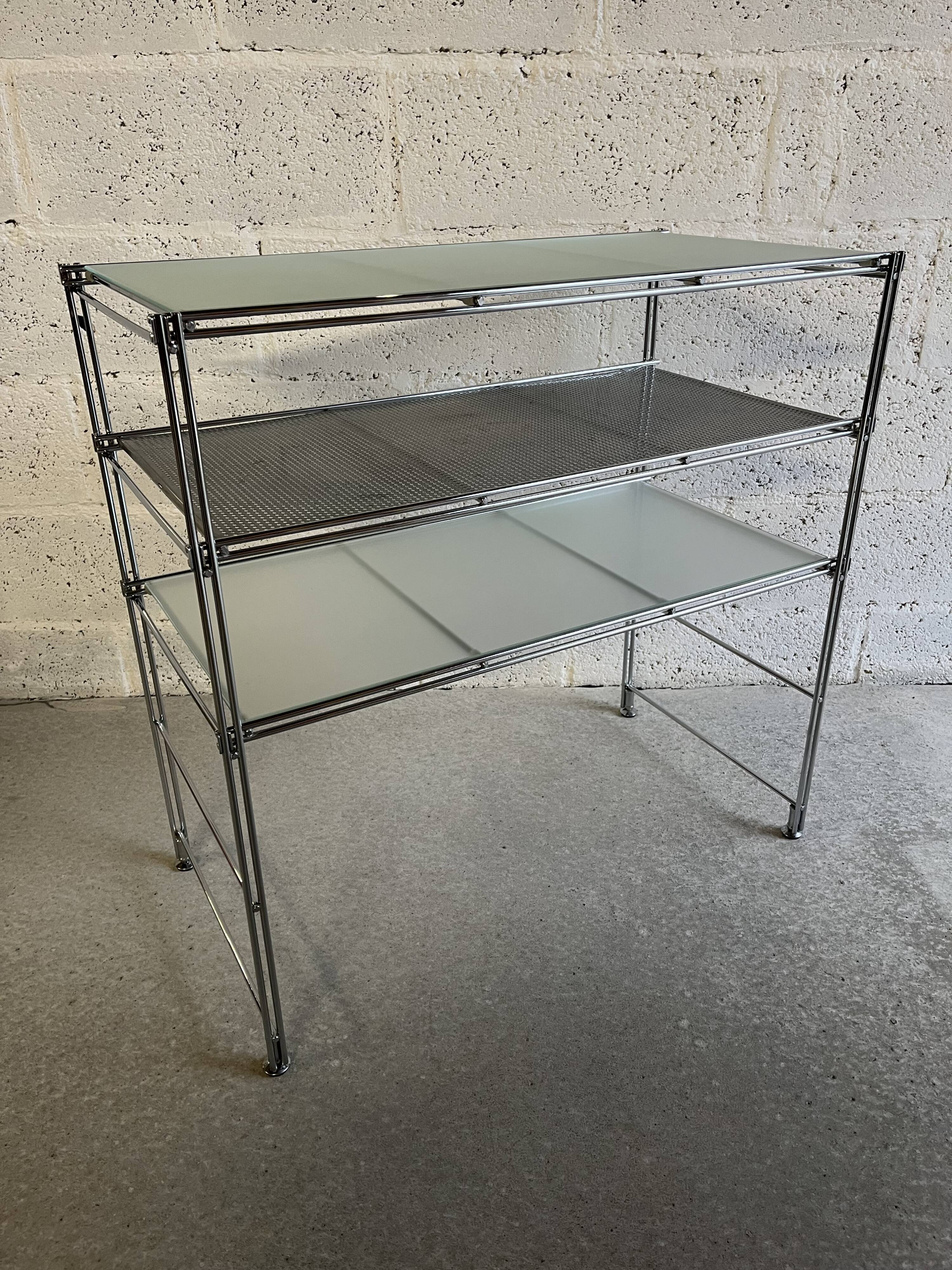 Modular shelf, tray in stainless steel and glass by Niels Gammelgaard for IKEA