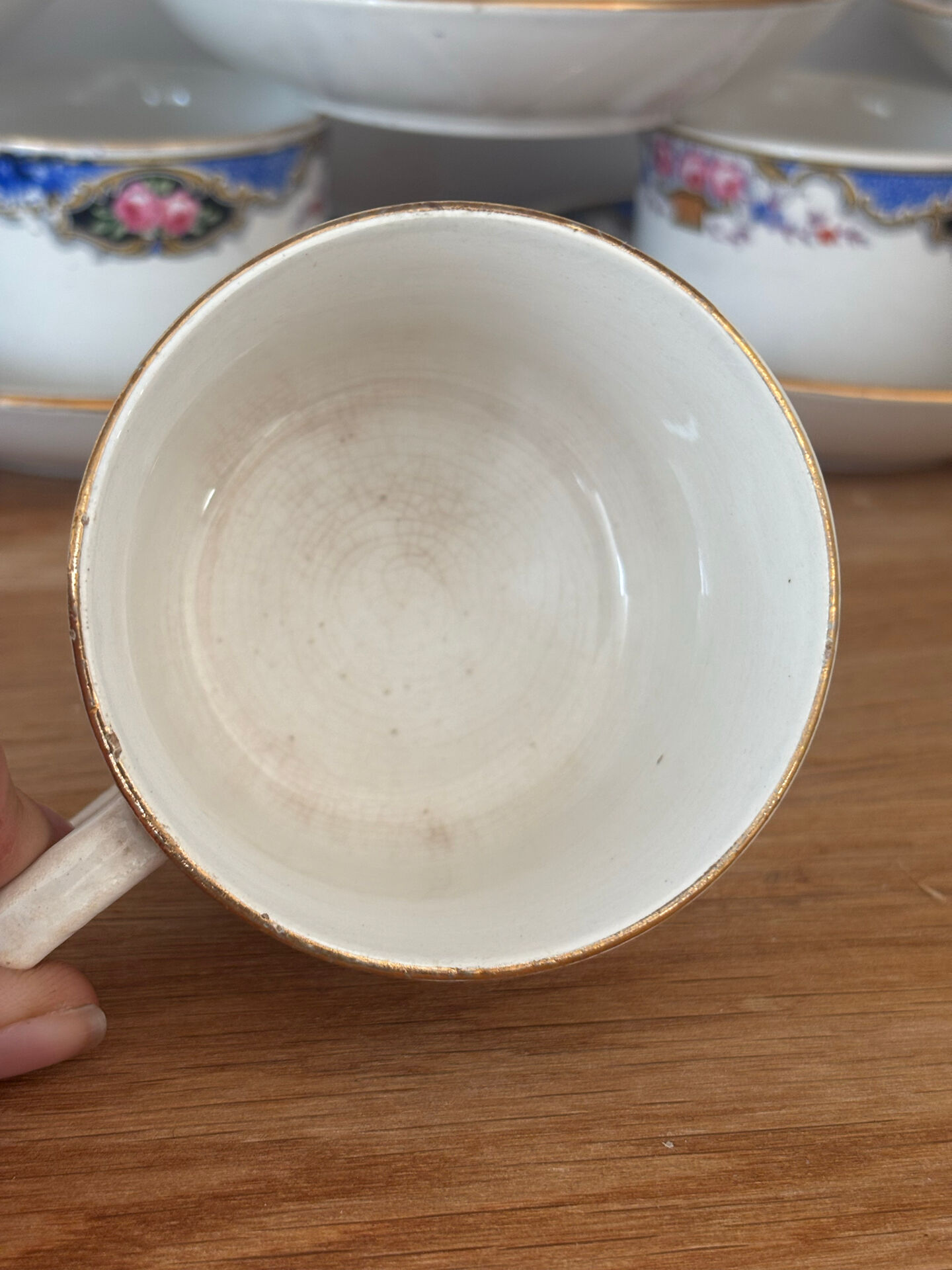 Set of 10 antique cups and saucers Digoin Sarreguemines