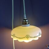 White opaline handkerchief pendant or portable lamp, vintage 1920