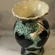 Pair of Vallauris vases in turquoise and black ceramic enhanced with o