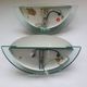 Pair of half-moon wall lights in green metal and plexiglass, 1980s