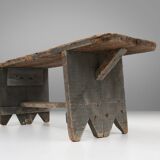 grey wooden bench, France ca 1890