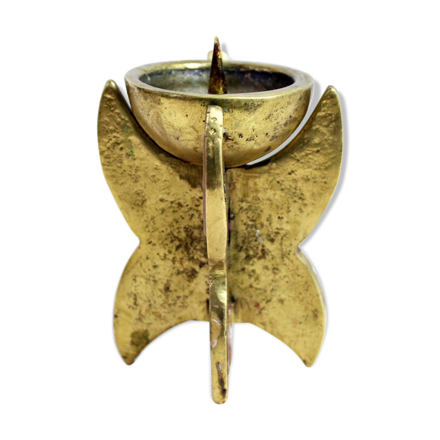 Brutalist candleholder bronze