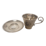 cups and saucers in solid silver