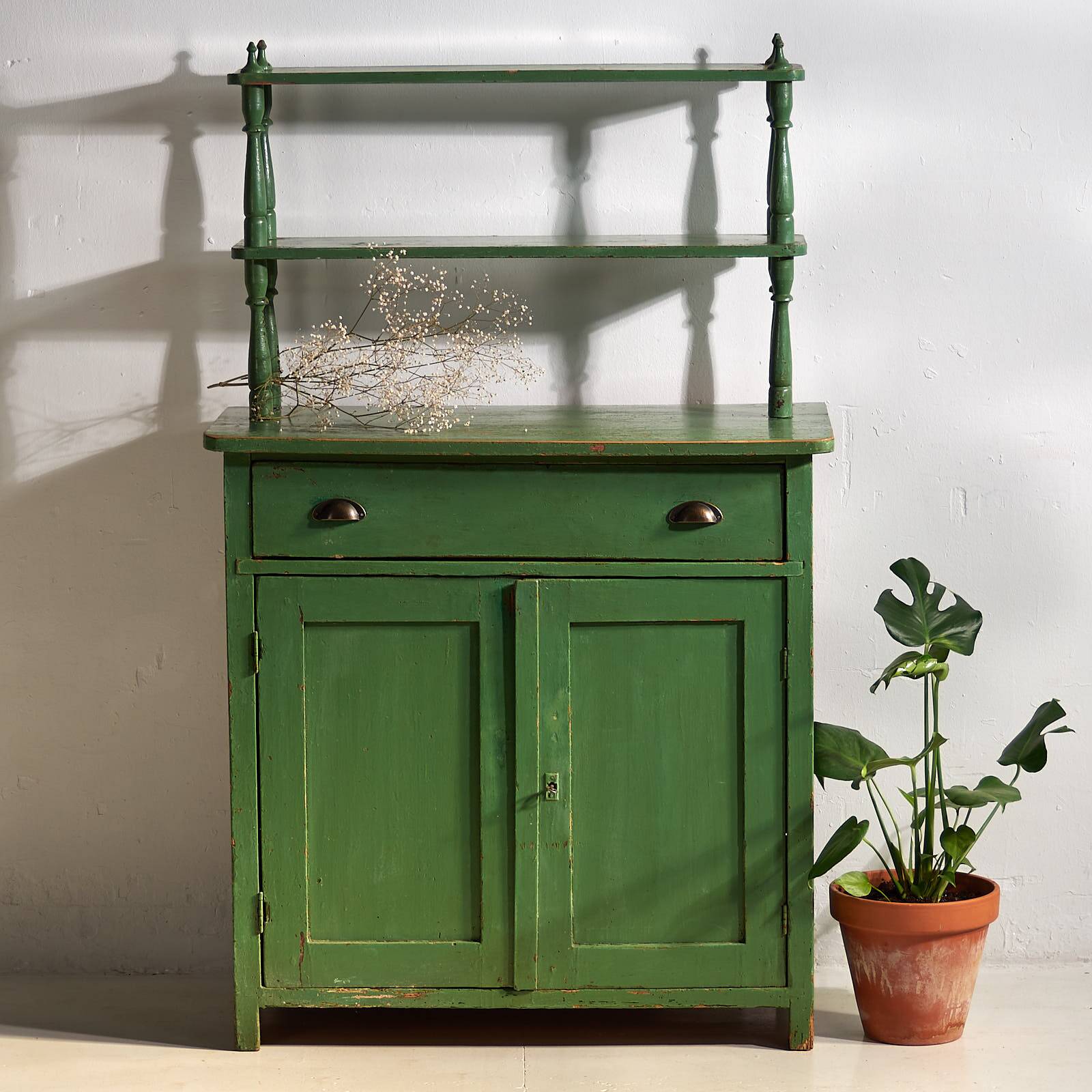 Antique emerald green kitchen cabinet (circa 1920)