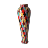Italian ceramic vase with harlequin decor from the 50s