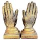 Vintage Gold-Tone Bookend Praying Hands Decorative Bronze Sculptural Book Holder