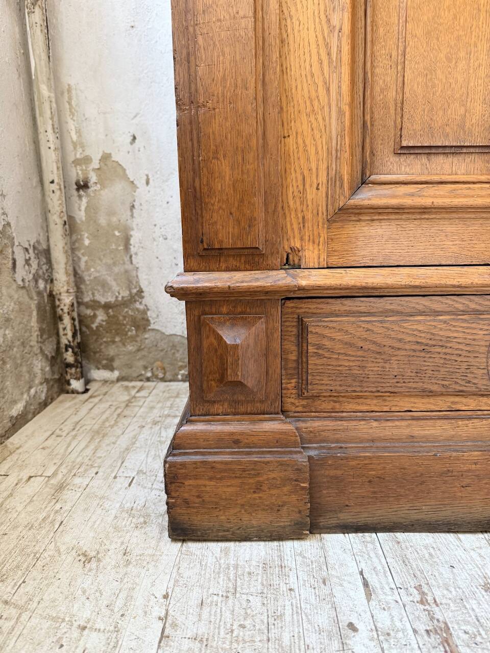 Antique XL Napoleonic oak glass bookcase, 19th century
