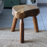 Brutalist stool in solid elm