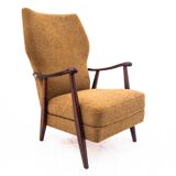 Yellow vintage armchair in bouclé fabric, Denmark, 1960s. After restoration.