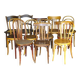Set of 24 mismatched bistro chairs, curved wood, 1920 to 1955 Thonet...