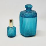 Franck Ma Toilet Box and Spray Bottle in Turquoise Blue Cracked Glass