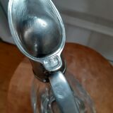 Ancienne carafe canard en cristal et étain
