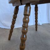 Vintage Tyrolean Heart Cutout Wooden Dining Chair / Bobbin-turned Legs