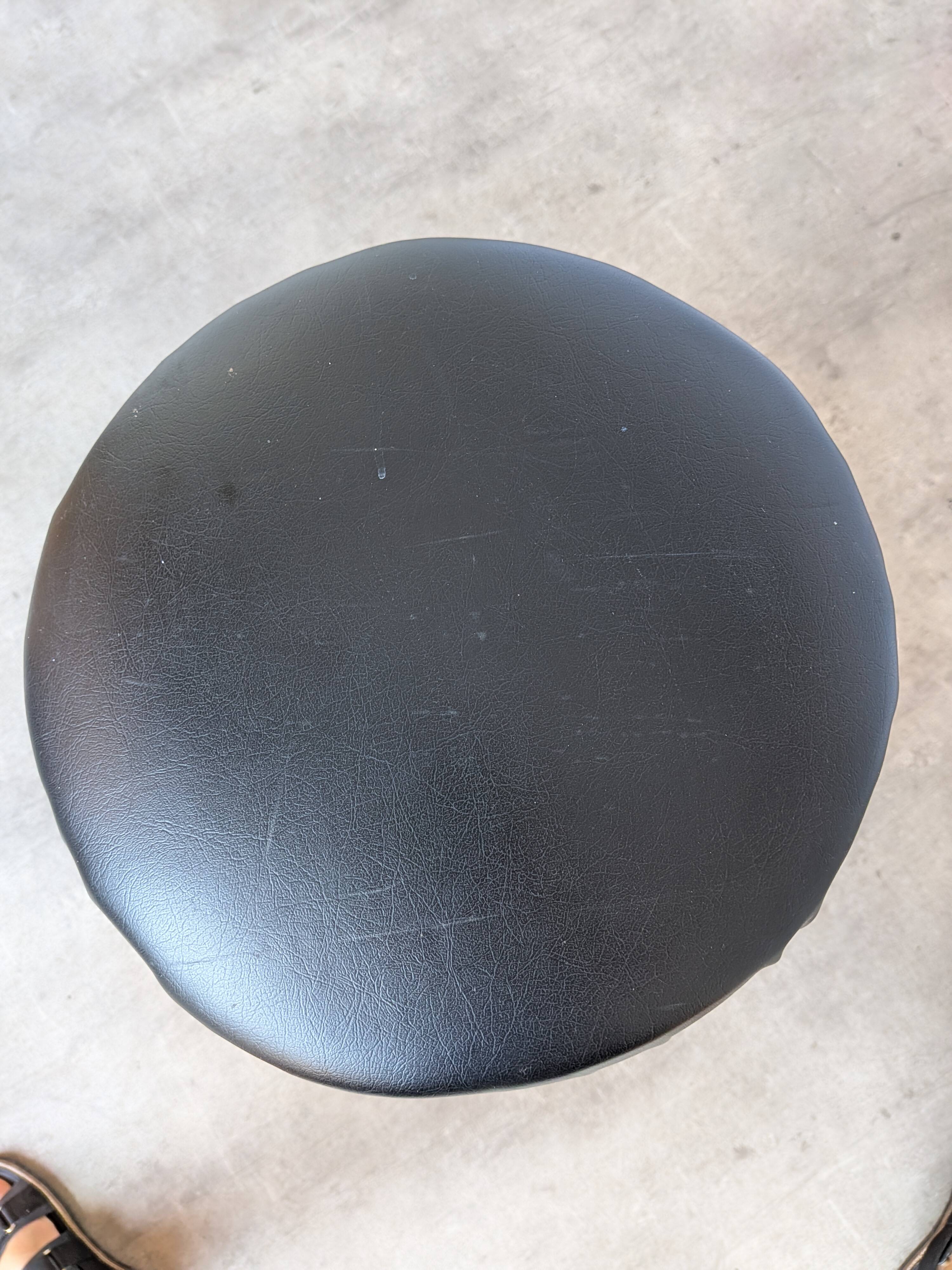 Vintage Wooden Bar Stool: Black Leather Seat, Mid-Century Bistro Style