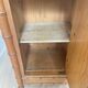 Bedside table / nightstand in pitchpin pine wood and bamboo with marble top