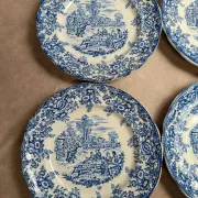 Set of 12 flat plates Terre de fer BP – Blue toile de Jouy pattern