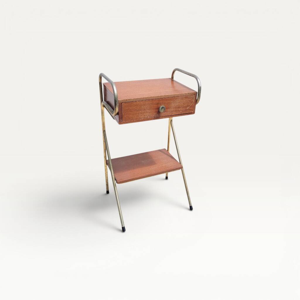 Chevet porte-téléphone vintage bois et métal