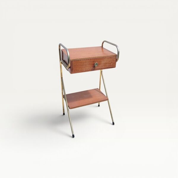 Chevet porte-téléphone vintage bois et métal