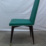 Six modernist green skai chairs