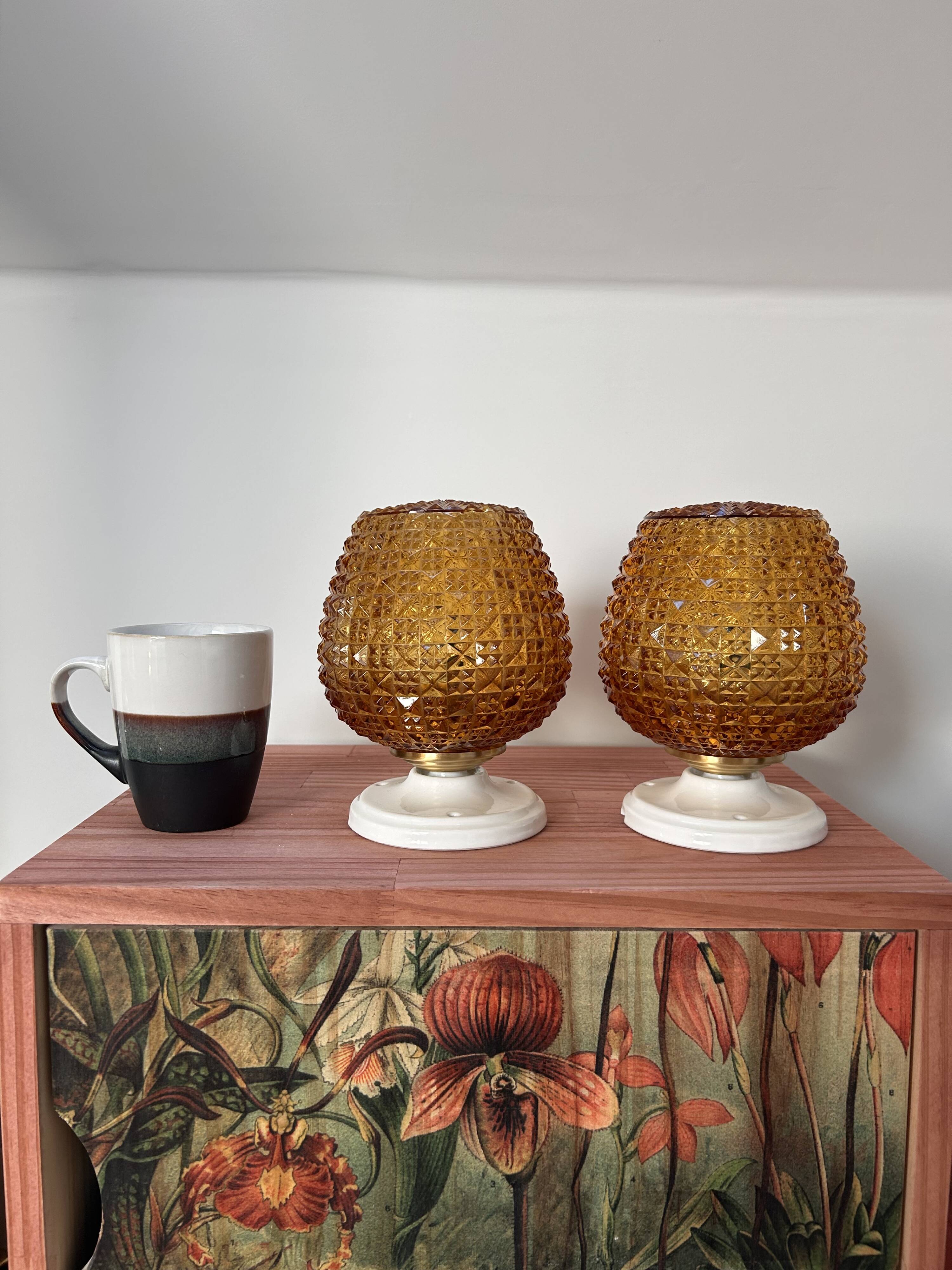 Pair of gold glass wall sconces