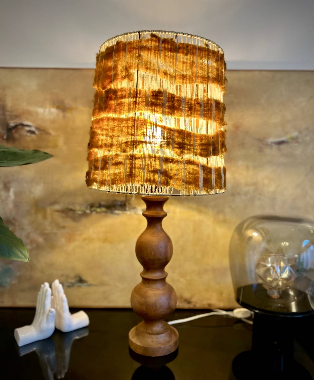 Vintage / bohemian chic wooden lamp