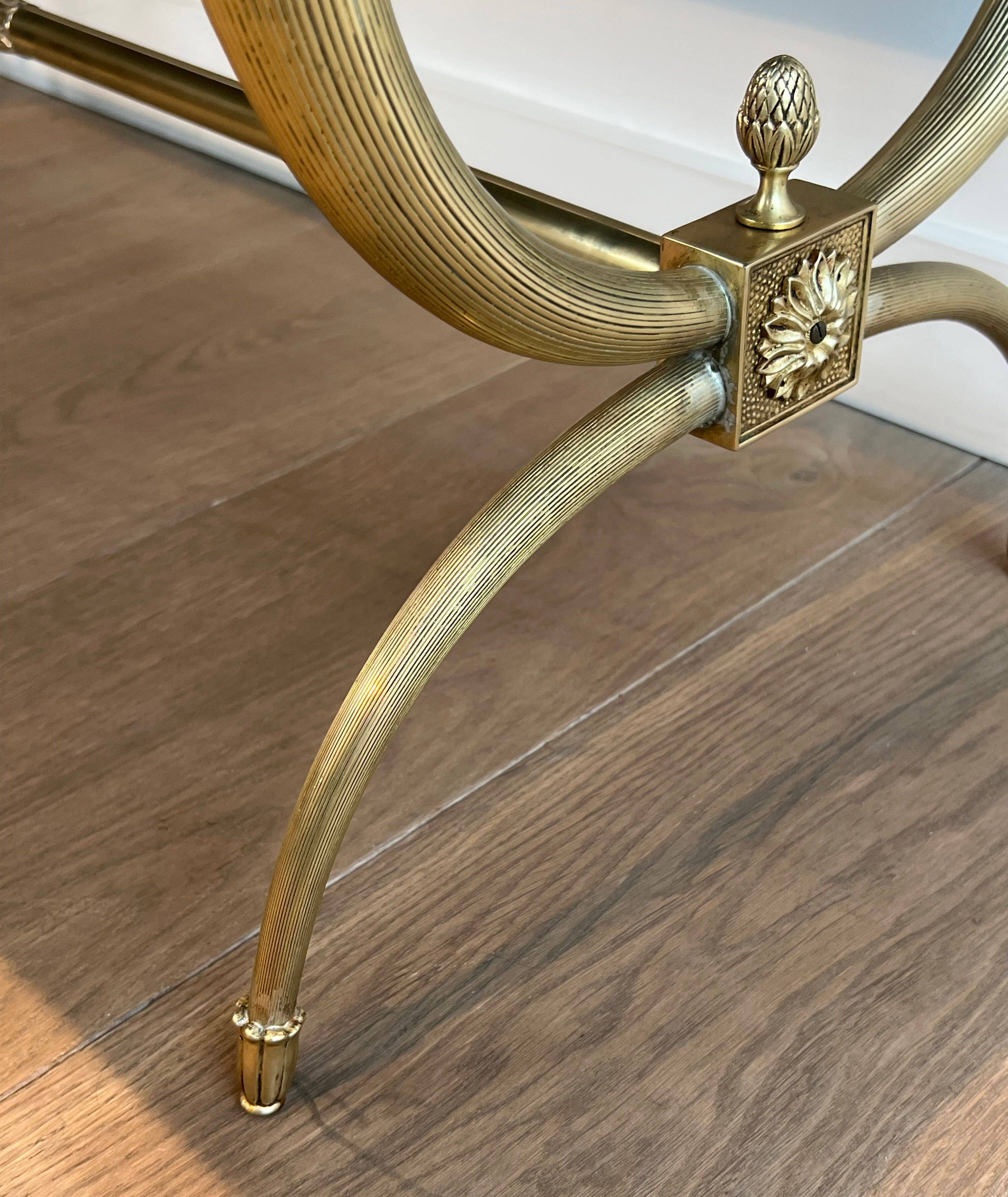 Neoclassical coffee table in brass and marble by Raymond Subes