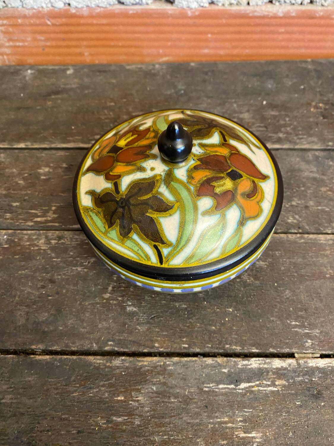 Antique Bonbonnière Box Gouda Plazuid ATRIUM Ceramic Holland Vintage