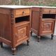Solid oak and marble bedside tables