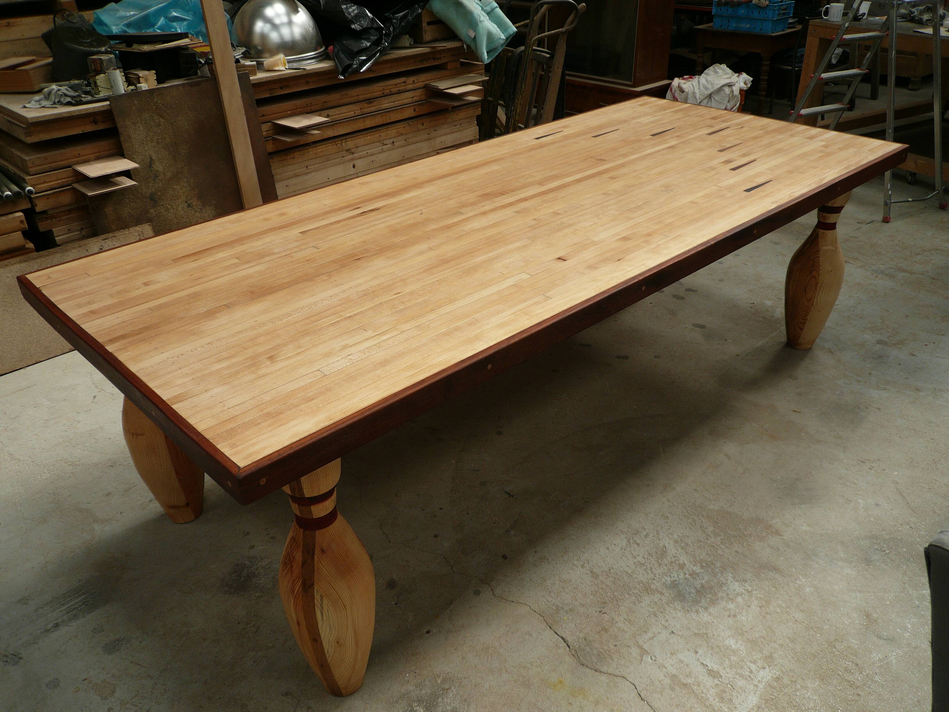 Dining table bowling lane