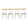 4x Chaise de salle à manger en métal et bois avec sièges en rotin