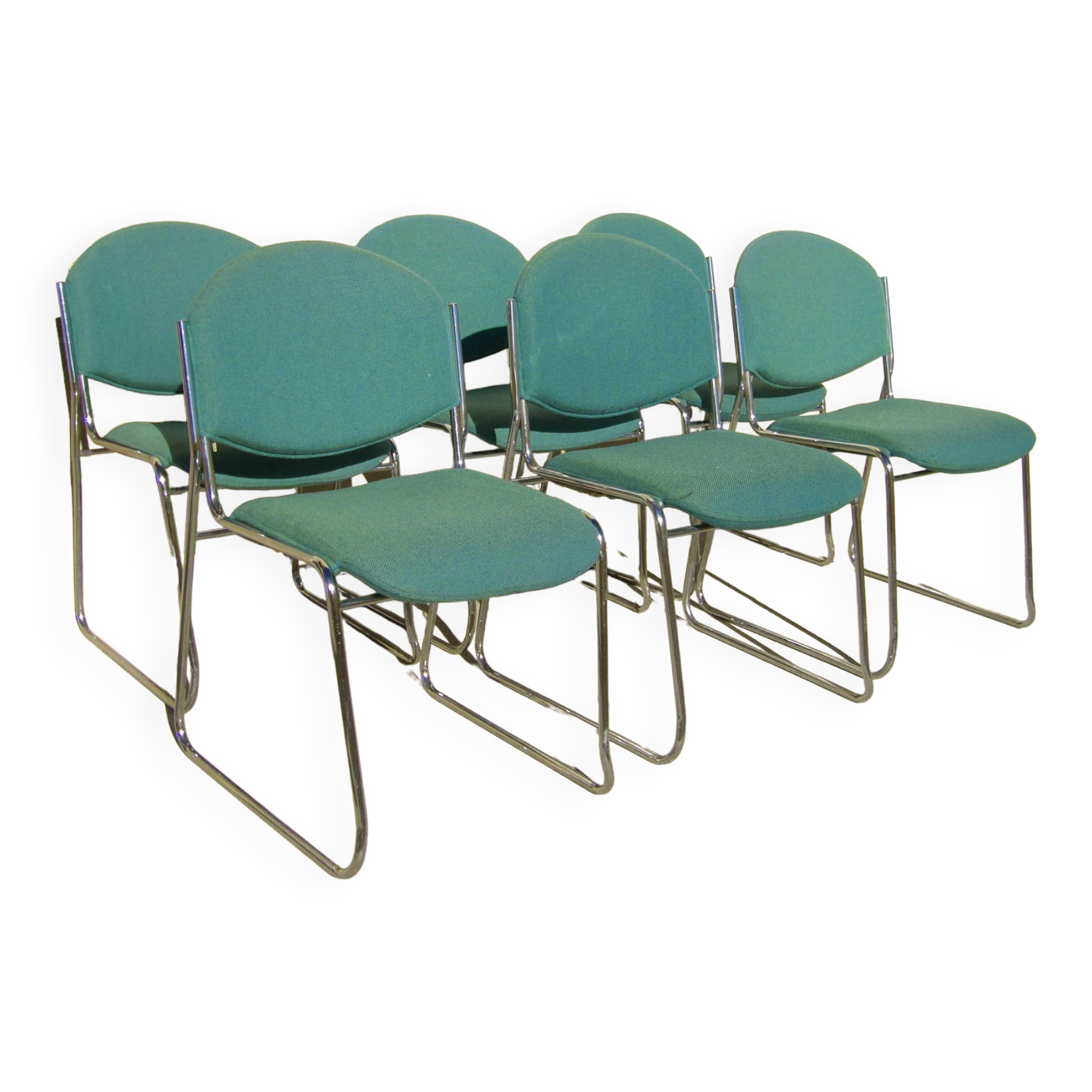 Set of six stackable vintage chairs