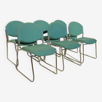 Series of six vintage stackable chairs