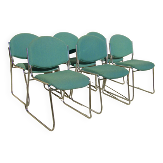 Series of six vintage stackable chairs