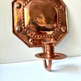 Scandinavian Antique Wall Candle Holder Sconce in Copper