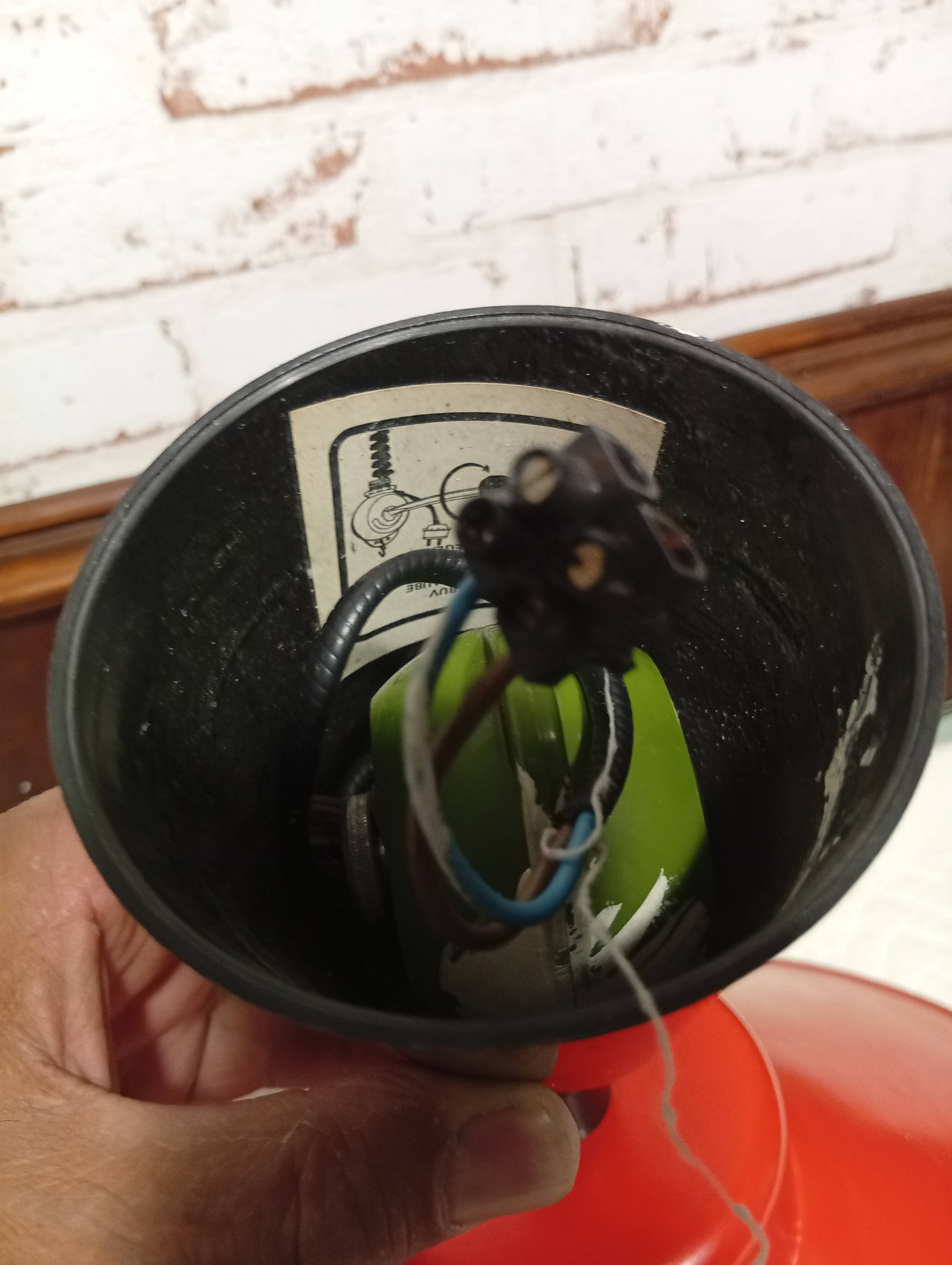 Vintage up and down pendant light in red and white lacquered metal