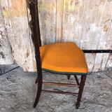 Napoleon 3 style chair black wood & vintage orange fabric