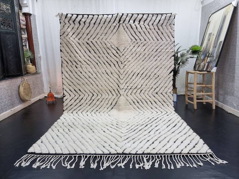 Handwoven traditional Berber wool rug, size 140 x 260 cm