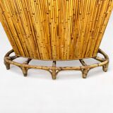 Bamboo and rattan tiki cocktail bar with stools, set of 3, 1960s