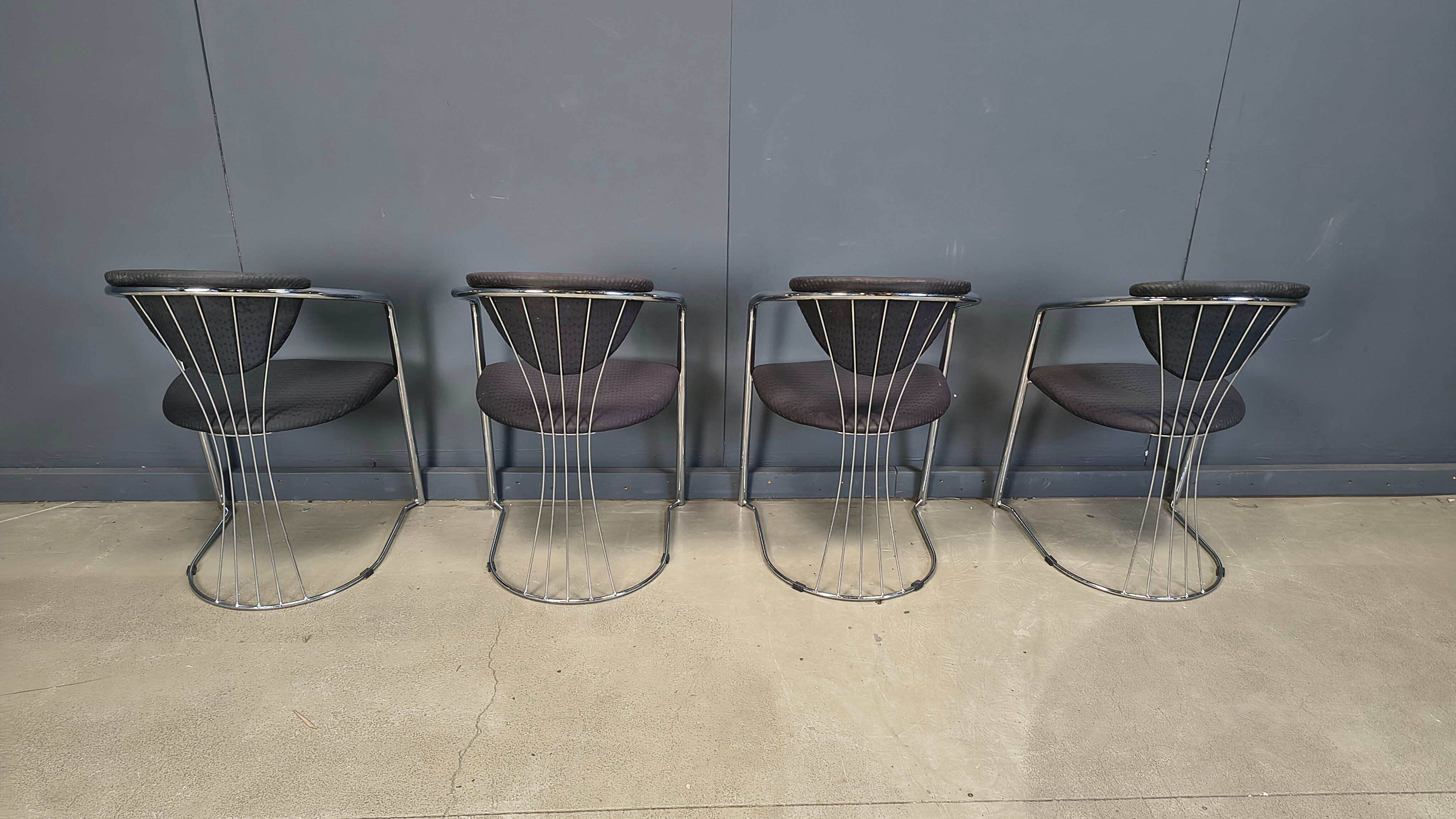 Vintage chrome dining chairs by Effezeta, 1970s - set of 4