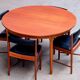 Set Table and 4 built-in chairs Scandinavian vintage 1960
