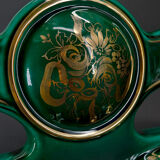 Paire de lampes en faïence verte et dorée, circa 1940