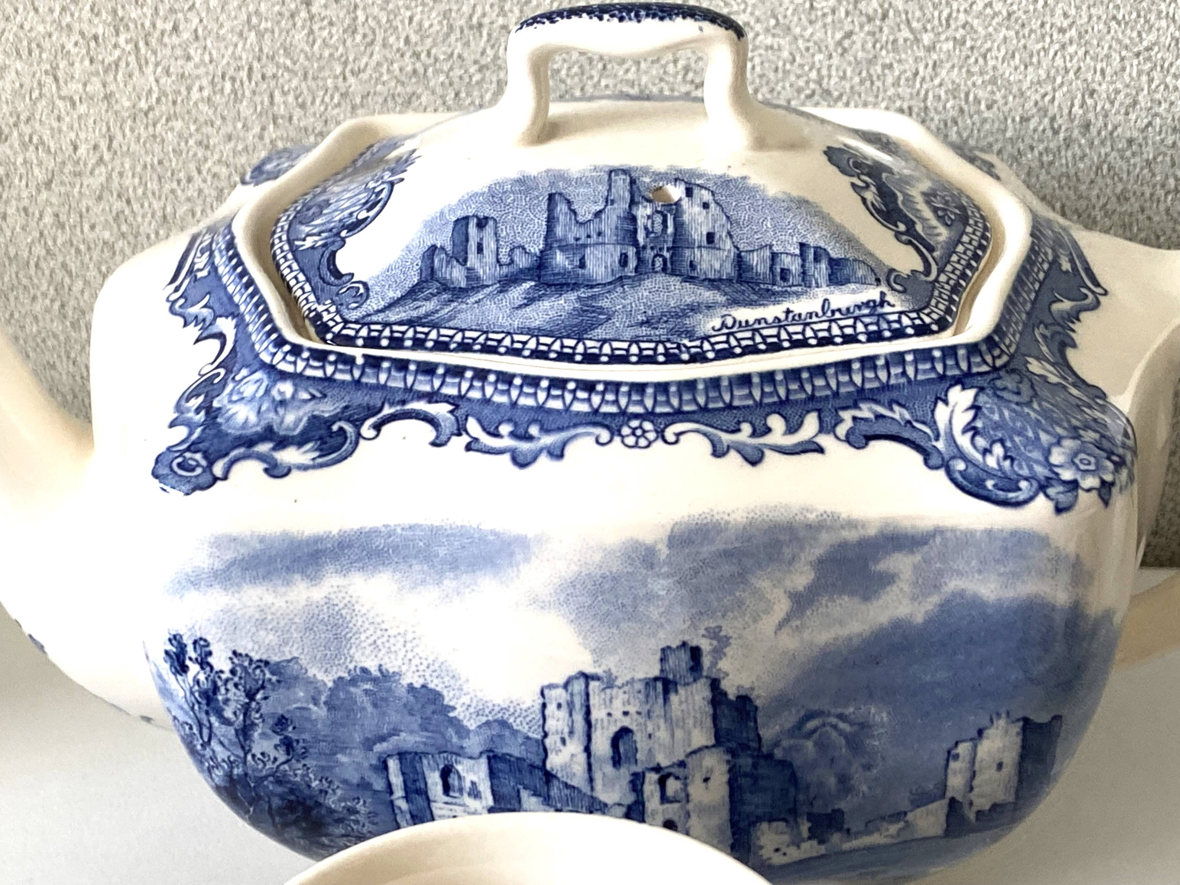 Vintage Johnson Brothers Old Castles Blue Coffee and Chocolate Tea Set