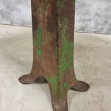 Antique oak dining table on cast iron base 93 x 123 cm