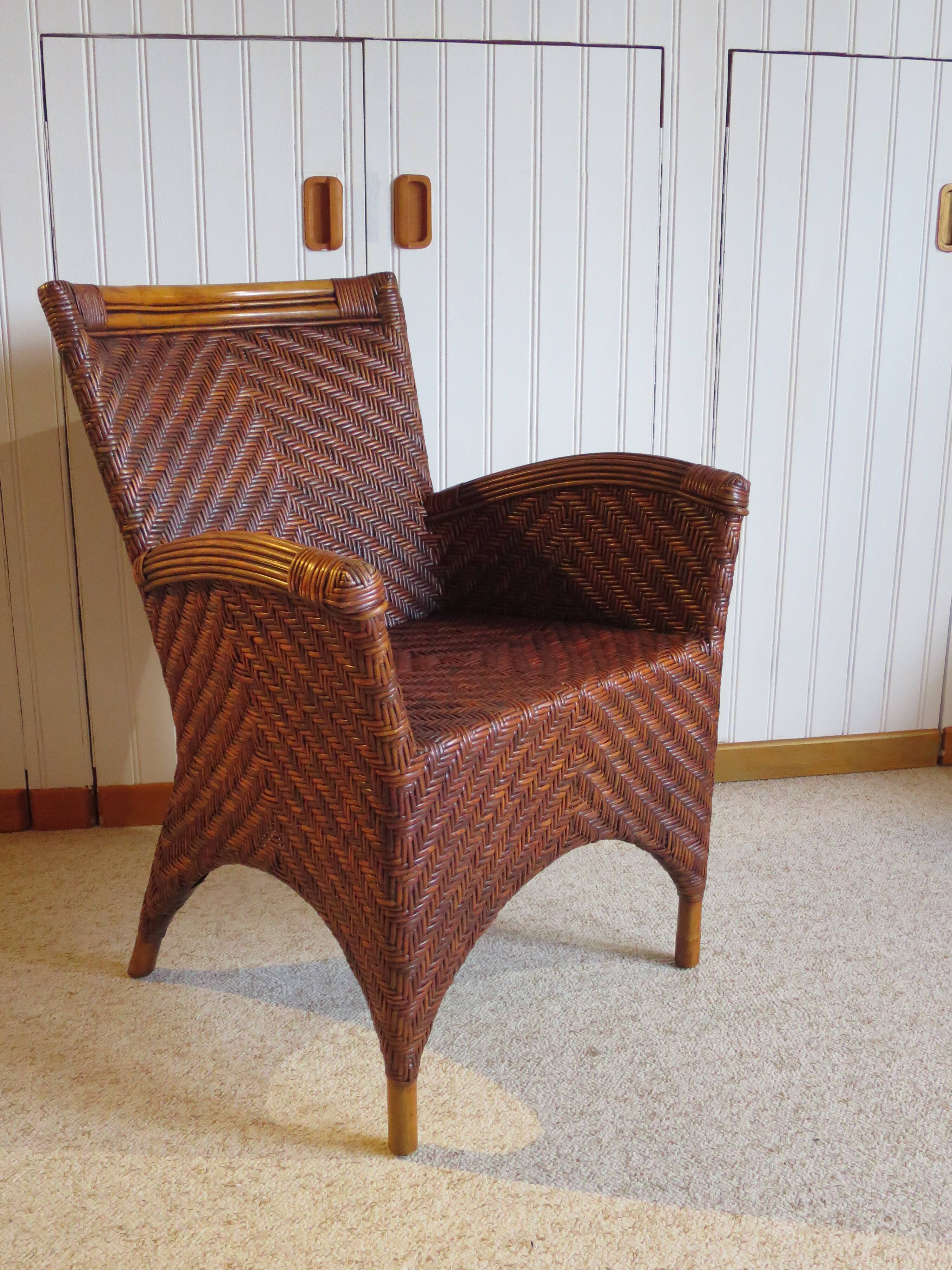 Woven rattan armchair, 1980s