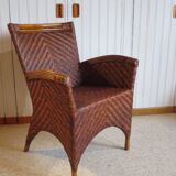 Woven rattan armchair, 1980s