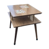 Table midcentury à deux niveaux en bois et céramique
