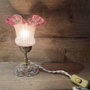 Upcycled vintage pink tulip glass table lamp
