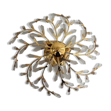 Applique design en verre de cristal et métal doré, années 1980, allemagne