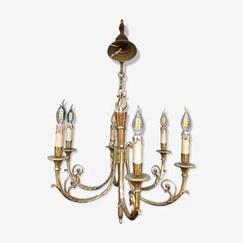 6-light bronze chandelier Louis XVI